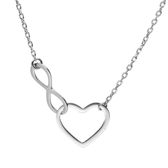 Leafael Oneindigheid Liefde Hart halsketting dames, geboortesteen ketting dames met helende stenen, allergie-vrije Sieraden Cadeau voor vrouwen, zilverkleurige hanger ketting met geschenkverpakking
