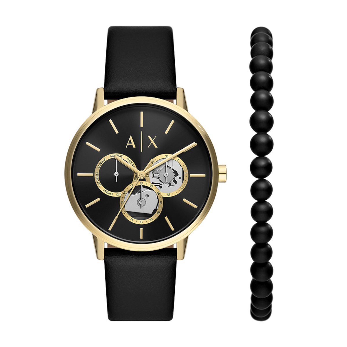 Armani Exchange Horlogegeschenkset met Armband 42 mm - Zwart