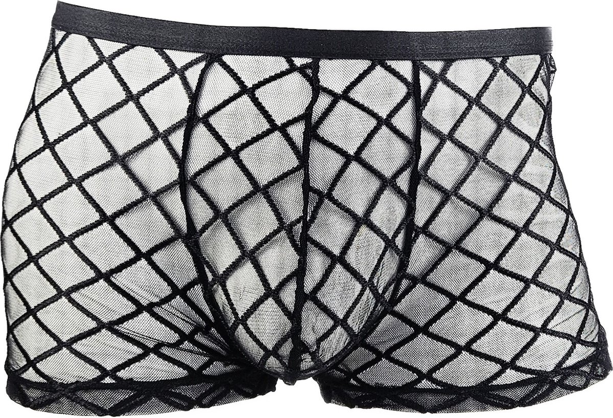 BamBella® Boxer short kant voor mannen -L/XL - doorzichtig Erotische Sexy Lingerie Heren - Zwart mannen ondergoed slip