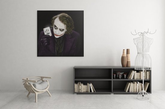 Canvas Schilderij - The Joker - Vierkant - Wanddecoratie - 100x100x2 cm