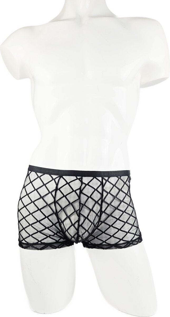BamBella® Boxer short kant voor mannen -S/M - doorzichtig Erotische Sexy Lingerie Heren - Zwart mannen ondergoed slip