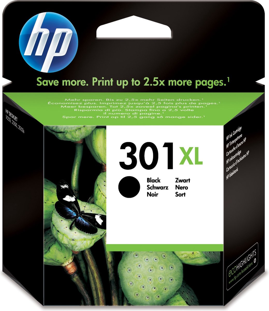HP 301XL - Inktcartridge - Zwart - Hoge Capaciteit (CH563EE)