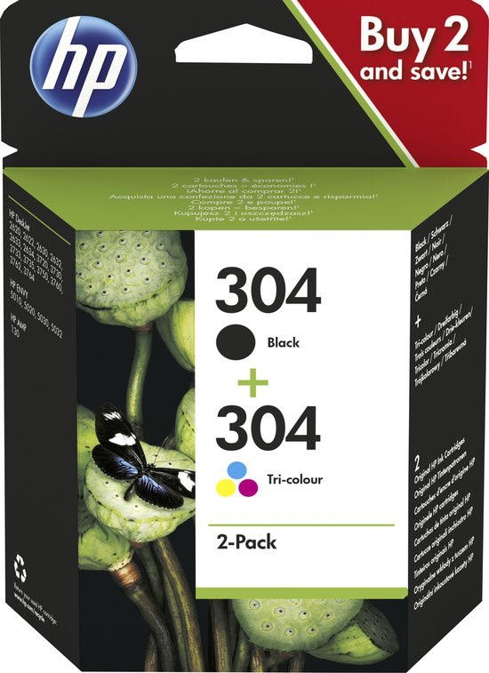 HP 304 - Cartouche d'encre couleur et 2x noir (pack de 3) + crédit