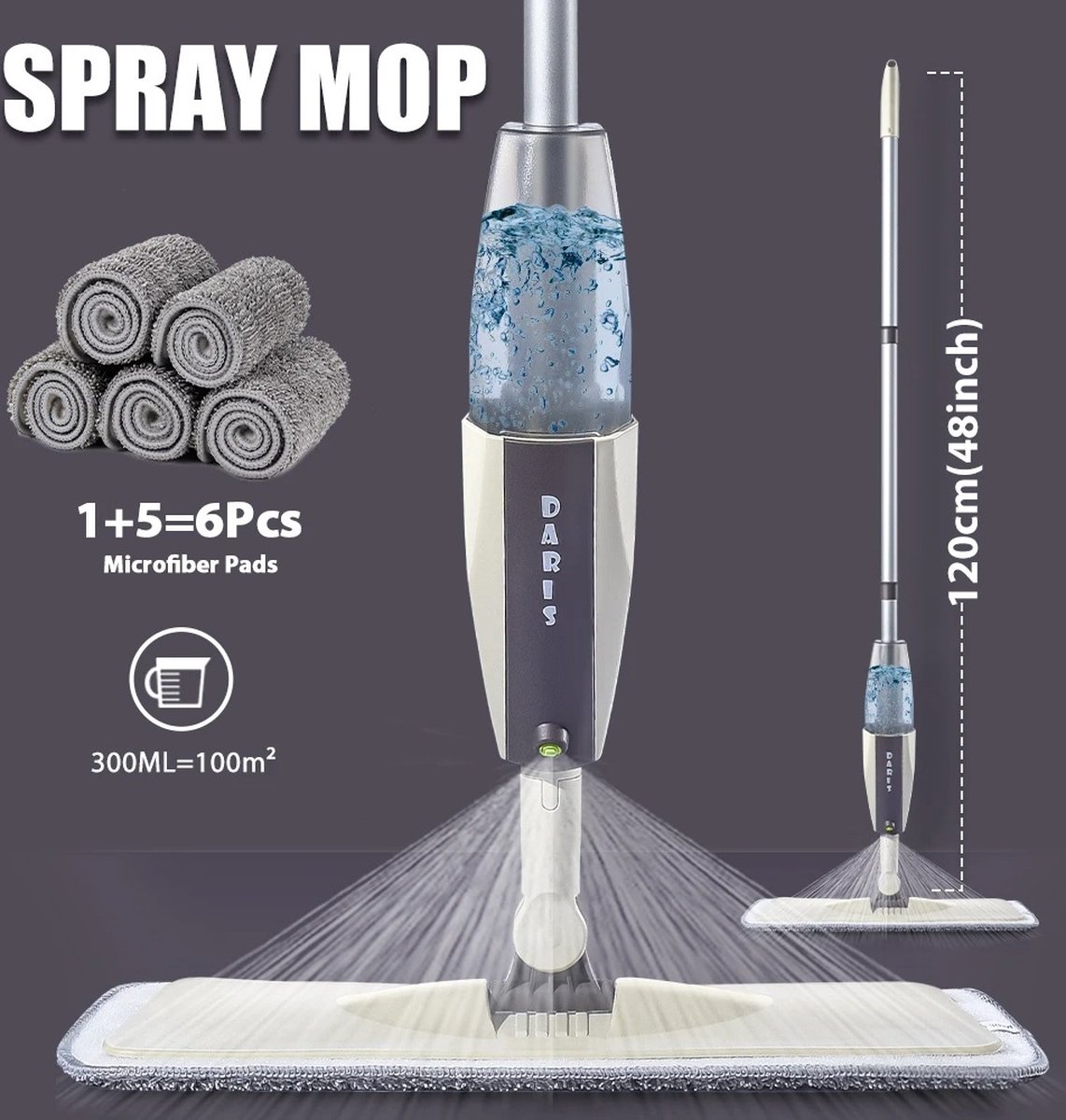 Online emperium Spray Vloer Dweil Met Herbruikbare Microfiber Pads 360 Graden Handvat Dweil Voor Thuis Keuken Laminaat Hout Keramische Tegels Vloerreiniging