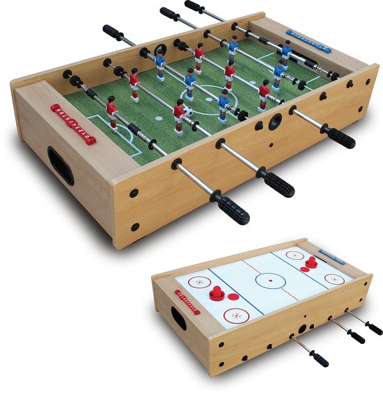 Foto: Garlando speeltafel f mini 2 in 1 voor kinderen tafelvoetbal en airhockey tafel hout