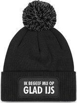 Schaatsmuts zwart met pompoen - Ik begeef mij op glad ijs - soBAD. | Unisex | Skimuts | Muts | Kou | met grappige tekst | Winter | Beanie