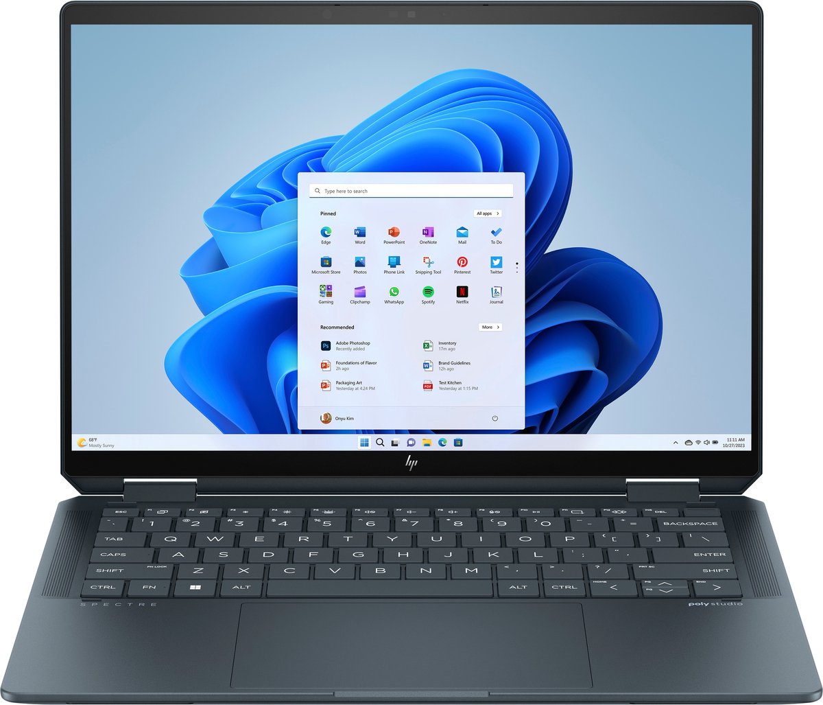 HP Spectre x360 14-eu0635nd Intel Core Ultra 7 155H Hybride (2-in-1) 35,6 cm (14") Touchscreen 3K 16 GB LPDDR5x-SDRAM 1 TB SSD Wi-Fi 7 (802.11be) Windows 11 Home AI PC Blauw