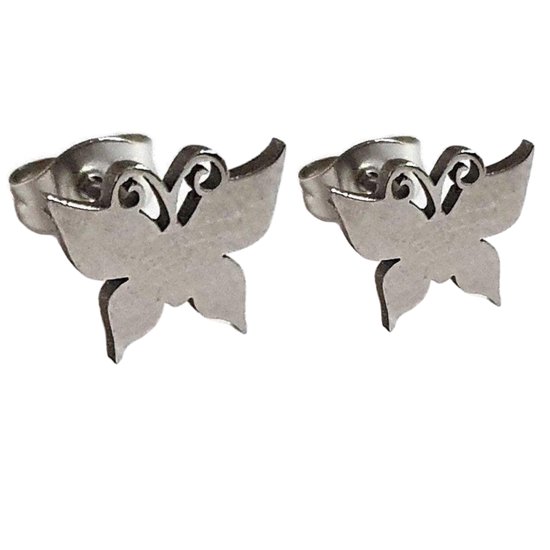 Aramat jewels ® - Aramat jewels-oorbellen- zweerknopjes-vlinder chirurgisch staal 8x10mm