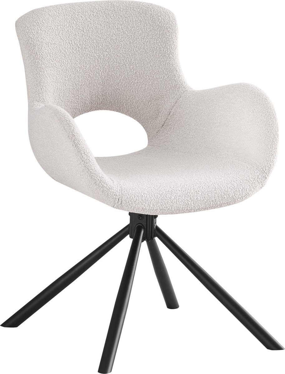 House Nordic Eetkamerstoel Amorim Bouclé Off-White Draaibaar Off White