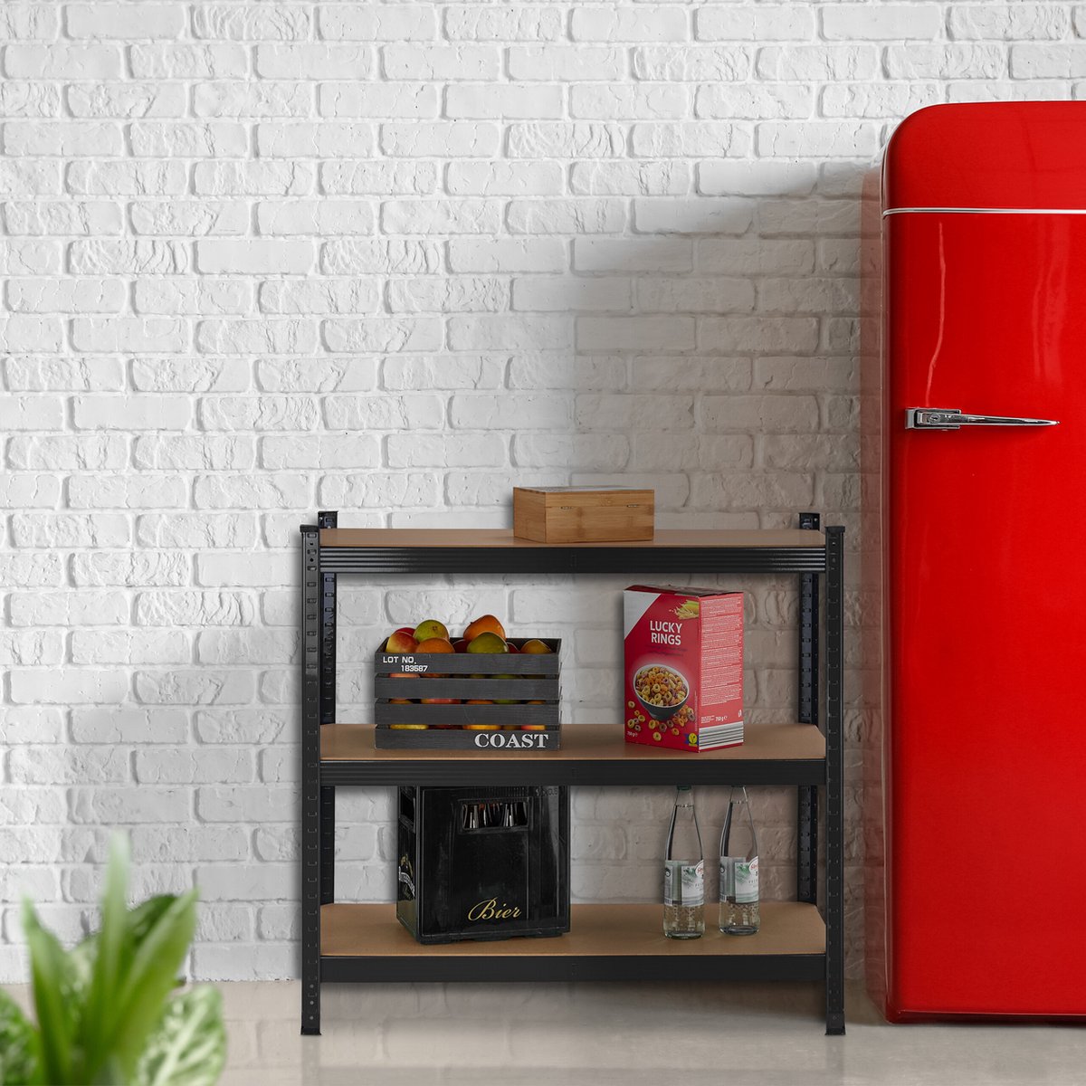 Relaxdays Étagère à Charge Lourde, 5 Niveaux, HxLxP : 180x100x40 Cm Jusqua 500 Kg Acier Pour Garage Cave Noir 81576645