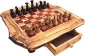 CRAFLAIR Olijfhout schaakspel - schaakbord -Handgemaakte- 35 cm / Rood vakjes