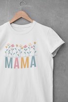 Shirt - Bloemen mama - Wurban Wear | Grappig shirt | Leuk cadeau | Unisex tshirt | Moederdag | Moeder cadeau | Diffuser | Yoga | Wit