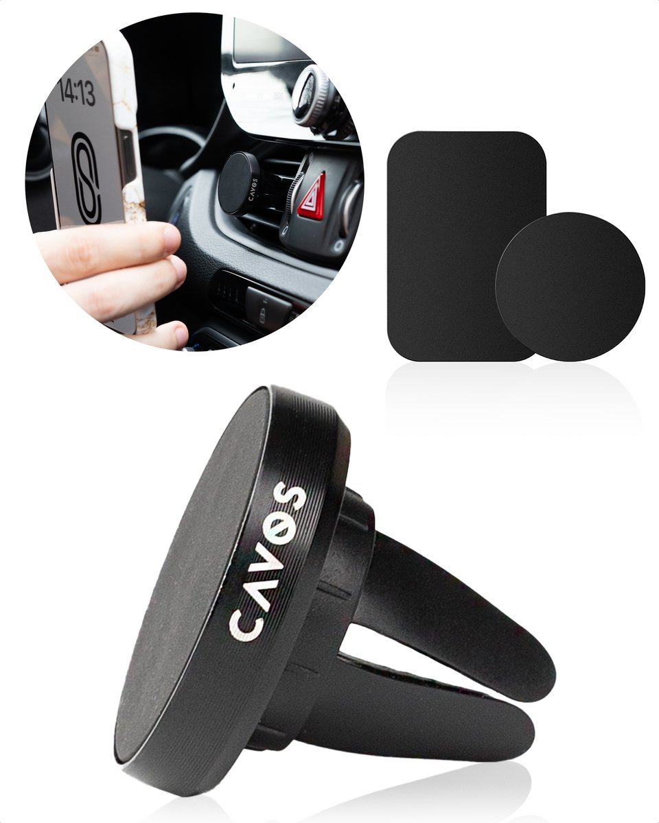 Cavos - Telefoonhouders Auto Magnetisch - Smartphone GSM Mobiel Houder - Autohouder Ventilatierooster - Universeel - Stevig - Metaal - Zwart