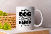Mok My Dog Makes Me Happy - dogs - gift - cadeau - puppies - puppylove - doglover - doggy - honden - puppyliefde - mijnhond - hondenliefde - hondenwereld