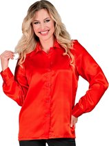 70's Disco Shirt Satijn Rood- Dames | XL
