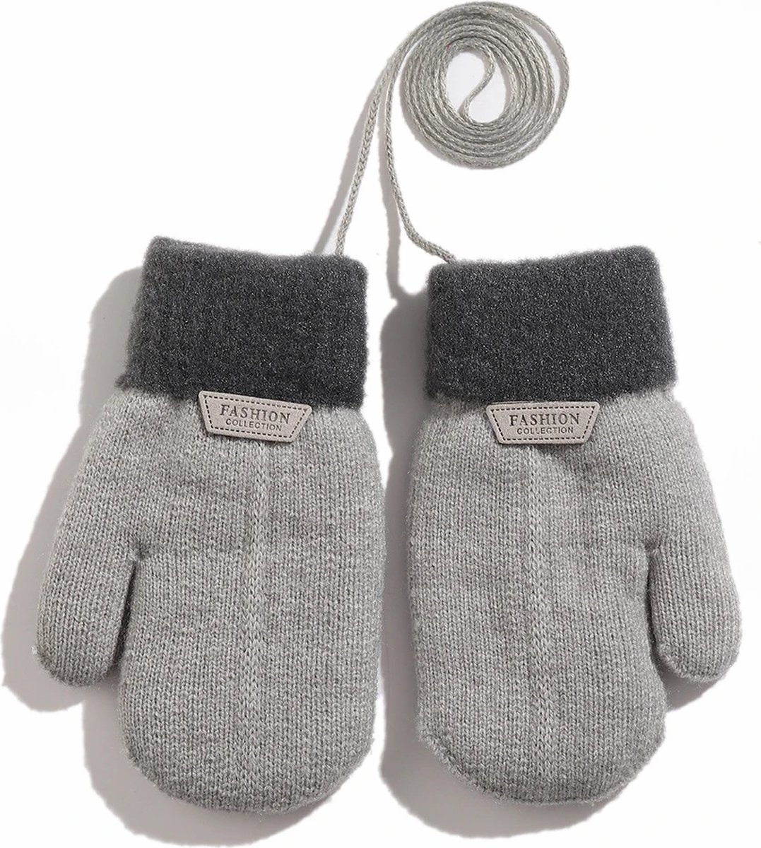 Ychee - Unisex Kinder Winter Wanten - Handschoenen - Acryl - Warm - Klein - Outdoor - 1-3 jaar - Grijs