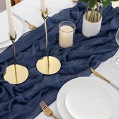 Tafelloper bruiloft mousseline 3m x 80cm touwdoek tafelloper kaasdoek stof donkerblauw