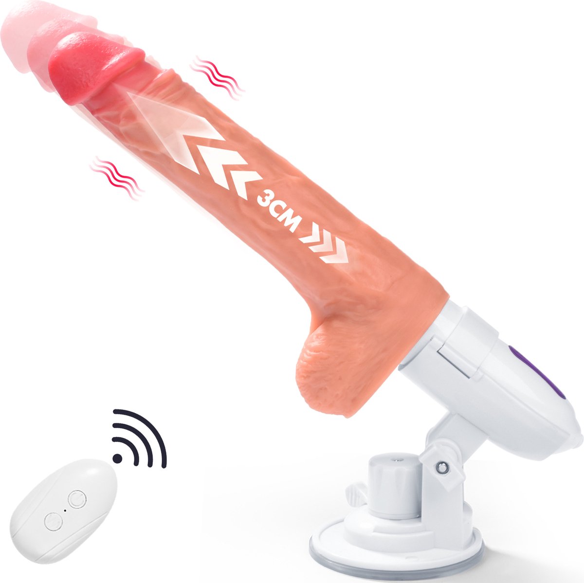 IntiMate® - LoveGod Stotende Dildo Vibrator - Vibrerende Seksmachine met Krachtige Zuignap - Waterdicht en Eenvoudig te Reinigen