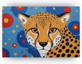 Cheeta Yayoi Kusama stijl - Kusama schilderij - Schilderij dieren - Wanddecoratie kinderkamer - Canvas keuken - Slaapkamer wanddecoratie - 70 x 50 cm 18mm