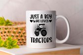Mok Just A Boy Who Loves Tractors - FamilyFirst - Gift - Cadeau - LoveMyFamily - GezinEerst - FamilieLiefde - Mom - Sister - Dad - Brother - Mama - Broer - Vader - Zus - anime - Teacher
