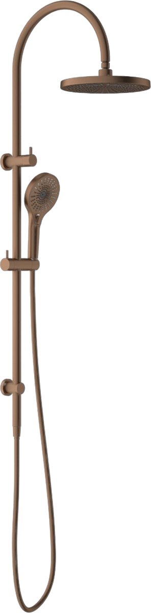 Owen & Finch Inbouw Doucheset Ø250 – Geborsteld Satijn Brons | Brushed Satin Bronze | Rosé Gold PVD – Messing – Regendouche & 3-standen Handdouche