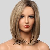 Loxxie® - Pruiken dames Ary - Basic Lace Pruik - Goud blond highlights - Kort haar - Steil - Wig - Universeel - Realistisch - Wasbaar