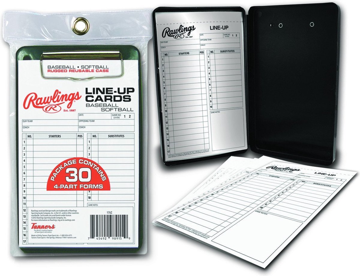 Rawlings System-17 Line-Up Case - 30 cards (17LCR) Line-Up Boards voor Sport Honkbal/Softball