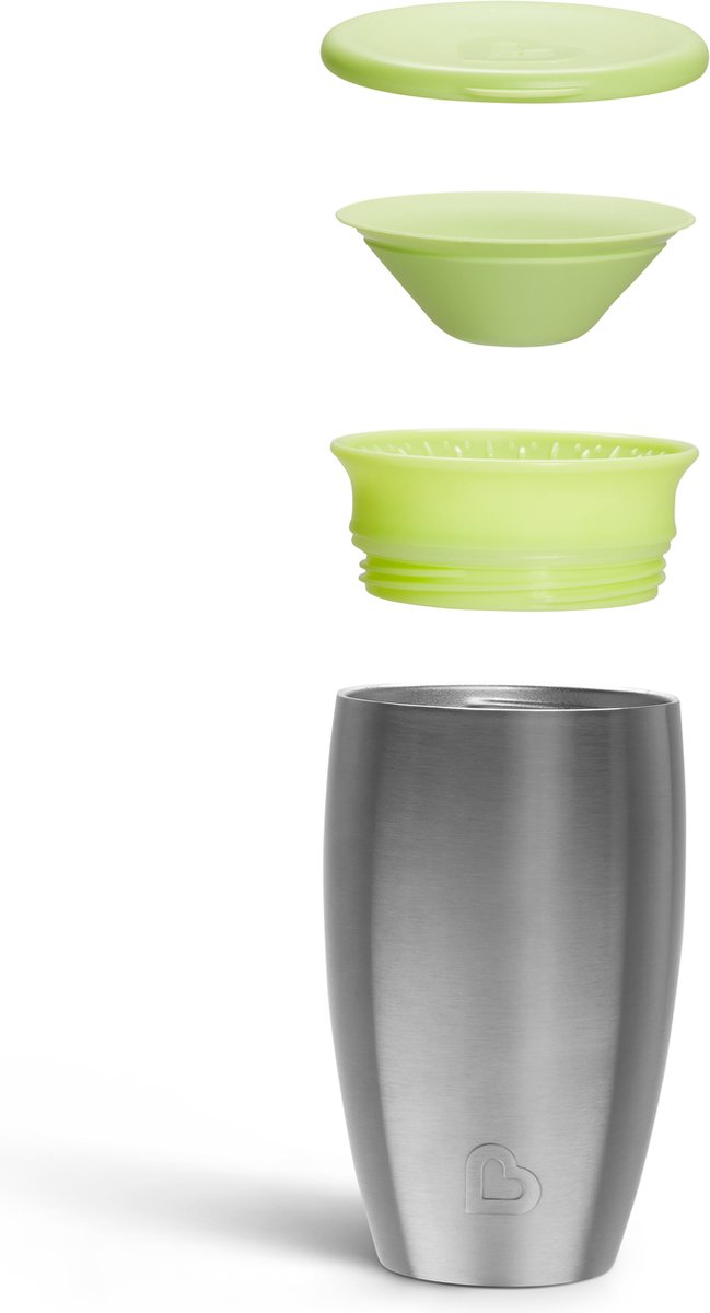 Munchkin Roestvrijstalen Drinkbeker - Miracle® 360° Sippy Cup - Koelt tot 10 uur - Anti-Lek Drinkbeker - 266ml - Groen - Vanaf 12 Maanden van Munchkin — afbeelding 3