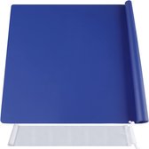 Folie 70 x 50 cm grote prof siliconen mat met opbergtas, siliconen folie knutselmat siliconen onderlaag antiaanbaklaag tafelmat werkmat toonbankmat voor knutselen, doe-het-zelf (marineblauw)