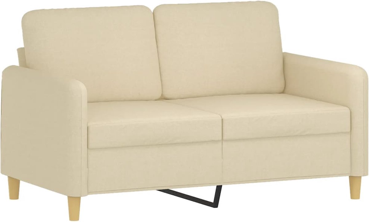 vidaXL Tweezitsbank - 120 - cm - stof - crèmekleurig