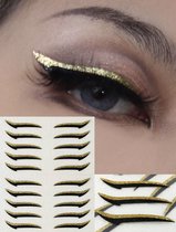 Eyeliner sticker - Goud - Zwart - Herbruikbaar - 20 stuks - Carnaval - Festival - Gezichtssticker - Oogsticker - Glitter