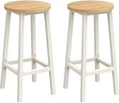Signature Home Barkruk - Barkrukken - set avn 2, keukenstoel hoge zitting, -metalen frame - eenvoudige montage met voetensteun - voor keuken - woonkamer - eetkamer - eiken beige-wit