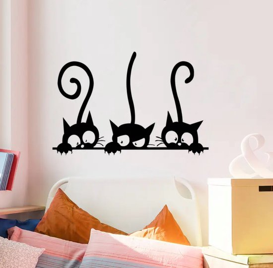 GoedeDoelen.Shop | Wandsticker Cats | Muursticker | Afmeting 30 x 20 CM | Katten Sticker | Poezen Sticker | Deursticker | Katten Liefde | Poezen Liefde |
