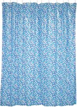 MSV Douchegordijn met ringen - blauw tegels patroon - PVC - 180 x 200 cm - wasbaar - Voor bad en douche