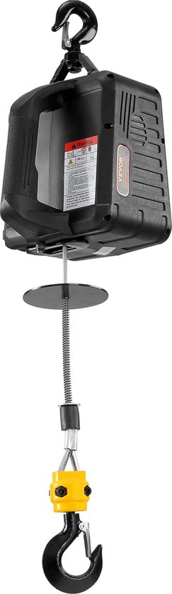 VEVOR Elektrische Seilwinde mit Doppelkabel, Tragkraft 495 KG, Motorleistung 1020 W, Seilhebezug mit Kettenzug 220V, Motorwinde Flaschenzug Drahtlose Fernbedienung, Not-Aus-Schalter