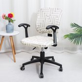 Ralfos Bureaustoelhoes Wit met Luxe print - bureaustoel hoes - Chair cover - Hoes - Universeel - Voor rugleuning en zitting - Stretch - Kantoor en thuisgebruik - Wasmachine bestendig