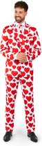 Suitmeister Love - Valentijnsdag Pak - Liefde en Hartjespak - Inclusief Pantalon, Blazer en Stropdas - Wit - Maat: L