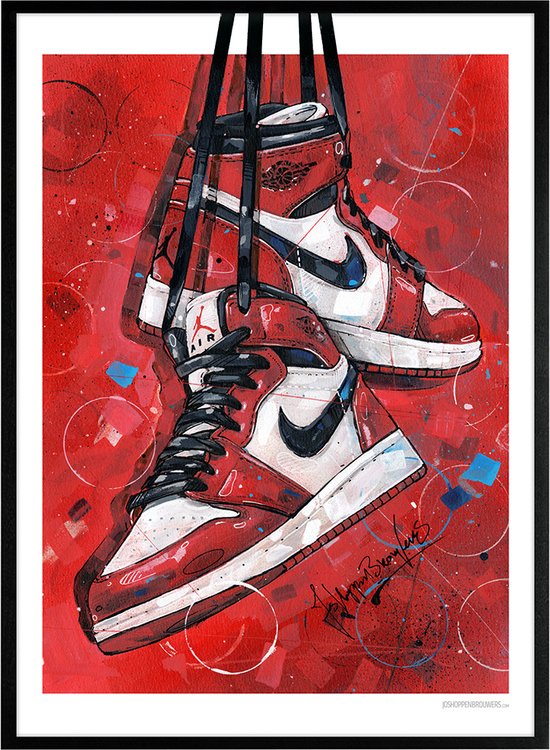 Sneaker print retro Chicago 51x71 cm *ingelijst & gesigneerd