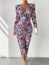 Sexy elegant corrigerende lange maxi jurk met kleurverloop maat L