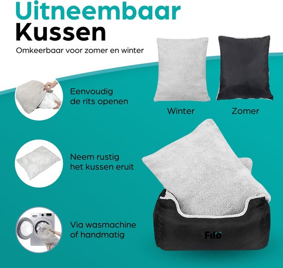 Filo Wasbare Autostoel Hond met Gordel - Hondenmand Auto - Voor in de Auto en Achterbank -Automand Honden - Hondenstoel - Hondenmand