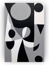 Minimalisme zwart wit - Zwart wit canvas schilderij - Schilderij op canvas abstract - Schilderij vintage - Schilderijen canvas - Woonaccessoires - 40 x 60 cm 18mm