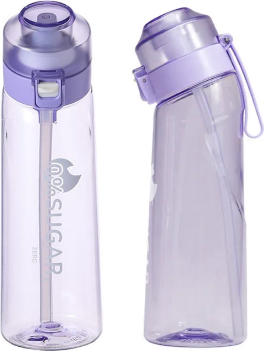 ReNew Geurwater Drinkfles - 650ml Paars - Inclusief 2 Air Pods - BPA vrij – Tritan – Vegan – 0% Suiker - Water Up - Met Schoonmaakborstel – beginnerskit – Met Rietje – Smaak