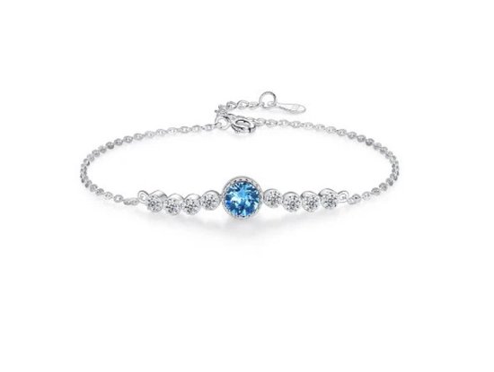 N3 Collecies 925 Sterling Zilver Ronde Blauwe Kristallen Armband Voor Dames Mode-sieraden