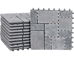 Cosmo Casa Steentegel - Vloertegel - Insteektegel - Balkon/Terras - Natuursteen - 11x Elke 30x30cm - 1m² - Donkergrijs