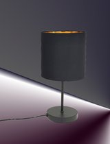 TrangoLED Bedlamp 2018-10BL *SOUL* Tafellamp met stoffen kap in zwart-goud incl. 1x E27 LED lamp 3000K warm wit, lamp, vensterbanklamp , bedlampje voor slaapkamer