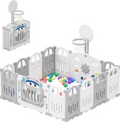 Mima® Speelbox - Grondbox Baby- Baby Playpen- Kruipbox- Grijs Wit- Baby Speelbox- Opvouwbaar- met Ballen- Ballenbad- 15 panelen.