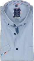 Redmond regular fit overhemd - korte mouw - Oxford - blauw - Strijkvriendelijk - Boordmaat: 47/48