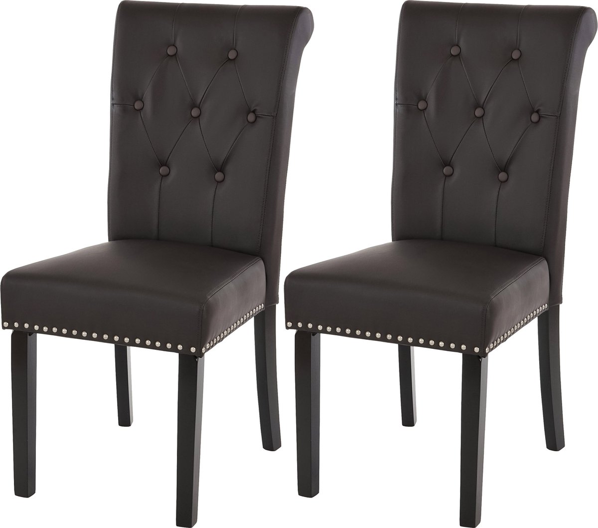 Cosmo Casa Set Van 2 Eetkamerstoelen - Keukenstoelen - Rivetten - Kunstleer - Koffie - Donkere Poten