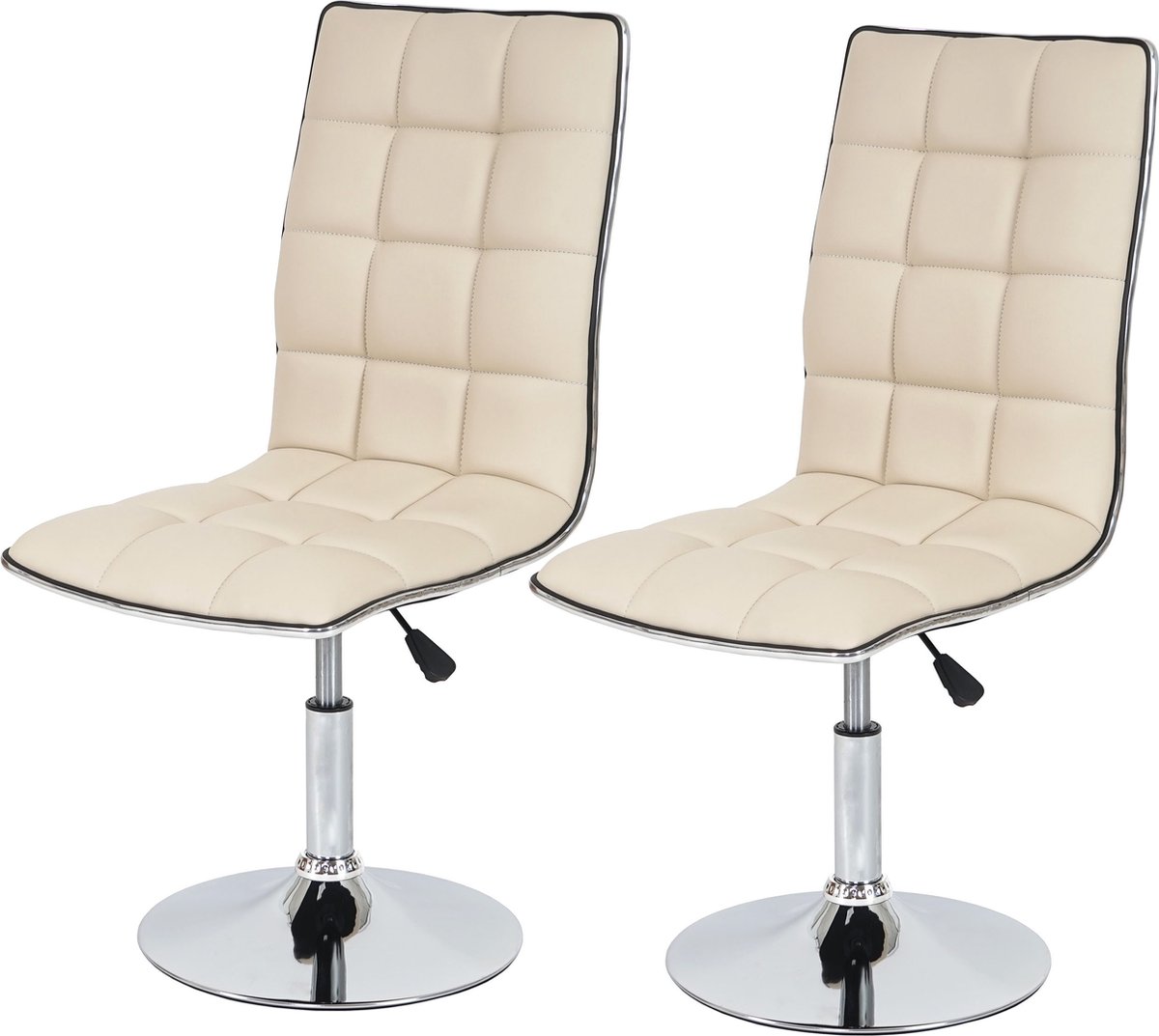 Cosmo Casa Set Van 2 Eetkamerstoelen - Keukenstoel - Hoogteverstelbaar - Draaibaar - Kunstleer - Crème