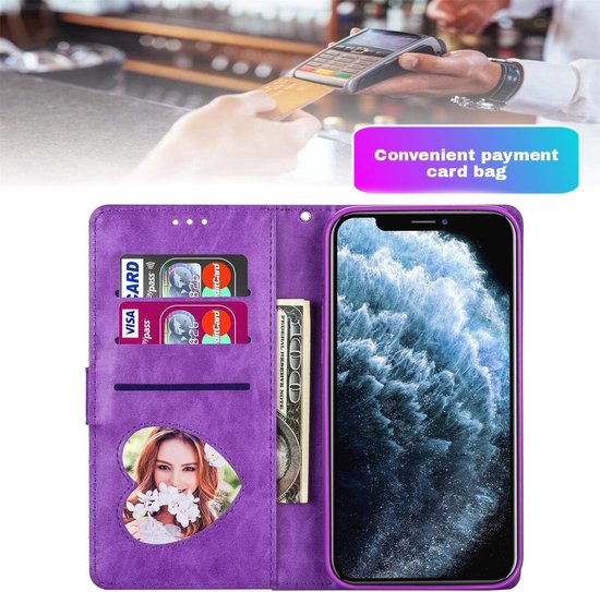Étui portefeuille - Étui portefeuille - Fermeture éclair à Glitter scintillantes - Étui de téléphone avec Kord Convient pour : Apple iPhone 11 - Violet